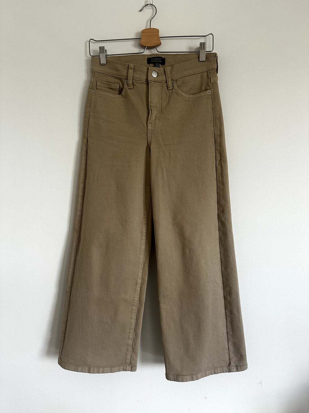 Banana Republic Wide Leg High Rise Cropped Jeans Tan Khaki Washwell 26 2